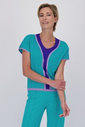  Turquoise trui met V-hals van Claude Arielle voor Dames