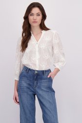 Vidéo de Blouse blanche à motif floral brodé de Geisha pour Femmes