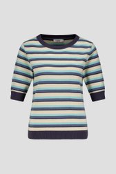 Productfoto 1 van Beige-blauw gestreepte trui met korte mouwen door Libelle voor Dames