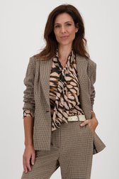 Beige blazer met fijn pied-de-poule motief van Claude Arielle voor Dames