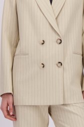 Detail van Beige blazer met zwart gestreept motief door Liberty Island voor Dames