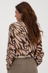 Beige blouse met animal print van Claude Arielle voor Dames