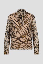 Beige blouse met animal print van Claude Arielle voor Dames