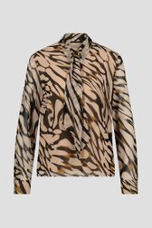 Beige blouse met animal print van Claude Arielle voor Dames