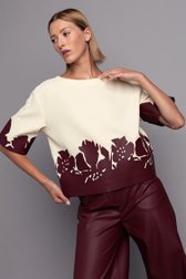 Extra foto 4 van Beige blouse met bordeaux leather look print door D'Auvry voor Dames