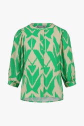 Beige blouse met groene print  van Geisha voor Dames