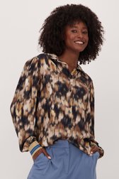 Voorkant van Beige blouse met print door Geisha voor Dames