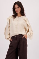 Voorkant van Beige blouse met rushes door Louise voor Dames