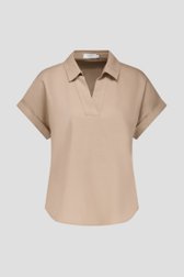Beige blouse met V-hals en korte mouwen van Liberty Island voor Dames