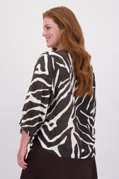 Achterkant van Beige blouse met zebraprint en lange mouwen door ONLY Carmakoma voor Dames