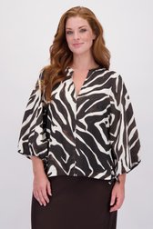 Voorkant van Beige blouse met zebraprint en lange mouwen door ONLY Carmakoma voor Dames