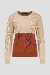 Beige-bruin truitje met bladermotief van Signature voor Dames