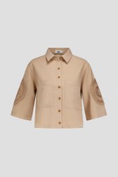 Beige cropped blouse met gehaakt detail van Louise voor Dames