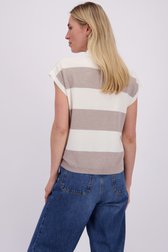 Achterkant van Beige-ecru gestreepte trui met polokraag door Liberty Island voor Dames