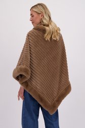 Achterkant van Beige faux fur poncho door Liberty Island voor Dames