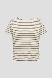 Beige gebreid T-shirt met zwart gestreept motief van Only Carmakoma voor Dames