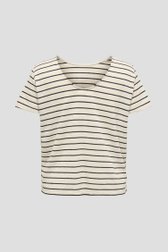 Beige gebreid T-shirt met zwart gestreept motief van Only Carmakoma voor Dames