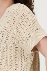 Beige gebreid truitje met opengewerkt motief van Geisha voor Dames