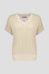 Beige gebreid truitje met opengewerkt motief van Geisha voor Dames