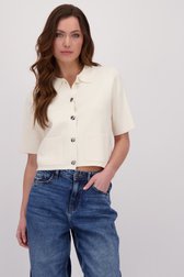 Voorkant van Beige gebreide cardigan met korte mouwen door JDY voor Dames