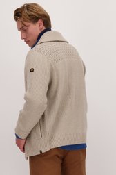 Beige gebreide cardigan met wol van Ravøtt voor Heren