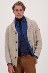 Beige gebreide cardigan met wol van Ravøtt voor Heren