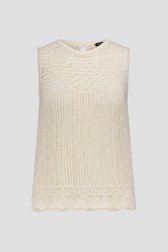 Beige gebreide top met opengewerkt motief van More & More voor Dames