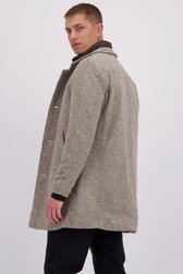 Achterkant van Beige gemêleerde mantel met gewatteerd inzetstuk door Gate One voor Heren