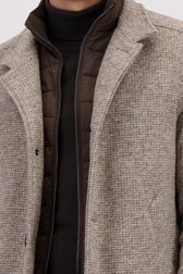 Detail van Beige gemêleerde mantel met gewatteerd inzetstuk door Gate One voor Heren