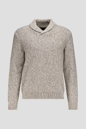 Productfoto 1 van Beige gemêleerde trui met sjaalkraag door Ravøtt voor Heren