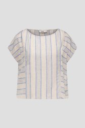 Beige geruite blouse met boothals en korte mouwen van Libelle voor Dames