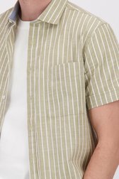 Detail van Beige gestreept hemd met korte mouwen  door Ravøtt voor Heren