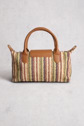 Achterkant van Beige gevlochten handtas met gestreept motief door Liberty Island voor Dames