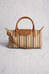 Voorkant van Beige gevlochten handtas met gestreept motief door Liberty Island voor Dames
