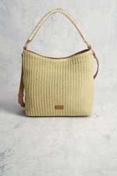 Achterkant van Beige gevlochten handtas met gevlochten handgreep door Modeno voor Dames