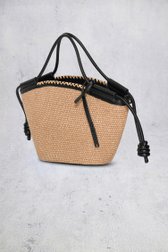 Productfoto 1 van Beige gevlochten handtas met zwarte accenten door Bulaggi voor Dames