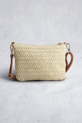 Achterkant van Beige gevlochten schoudertas met bruine details door Modeno voor Dames