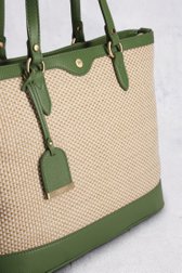 Beige-groene gevlochten schoudertas van Hexagona voor Dames