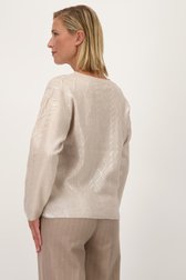 Beige kabeltrui met zilveren coating van More & More voor Dames