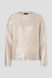 Beige kabeltrui met zilveren coating van More & More voor Dames