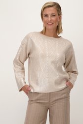 Beige kabeltrui met zilveren coating van More & More voor Dames