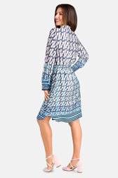 Beige kleedje met blauw tie-die patroon van Bicalla voor Dames