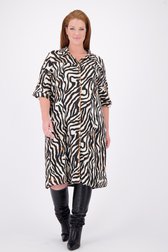 Voorkant van Beige kleedje met zwart-bruine print door ONLY Carmakoma voor Dames