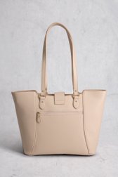 Beige leather look schoudertas met gouden details van Hexagona voor Dames