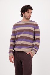 Beige-paarse gestreepte trui van Upper East voor Heren
