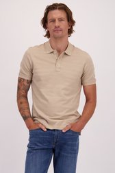 Voorkant van Beige polo met jacquard strepen door Ravøtt voor Heren