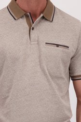 Detail van Beige polo met stijlvol stippenmotief door Dansaert Blue voor Heren