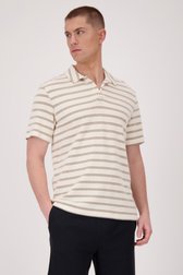 Beige structuurgebreide polo met strepen van ONLY & SONS voor Heren