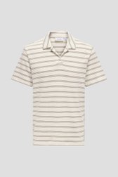 Beige structuurgebreide polo met strepen van ONLY & SONS voor Heren