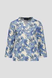 Beige T-shirt met blauwe paisley print van Signature voor Dames
